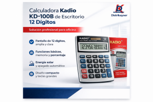 Calculadora Kadio KD-100B de Escritorio 12 Digitos con Energia Solar