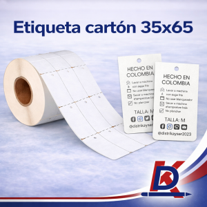 ETIQUETA CARTON 35X65 MM ROLLO X 3000